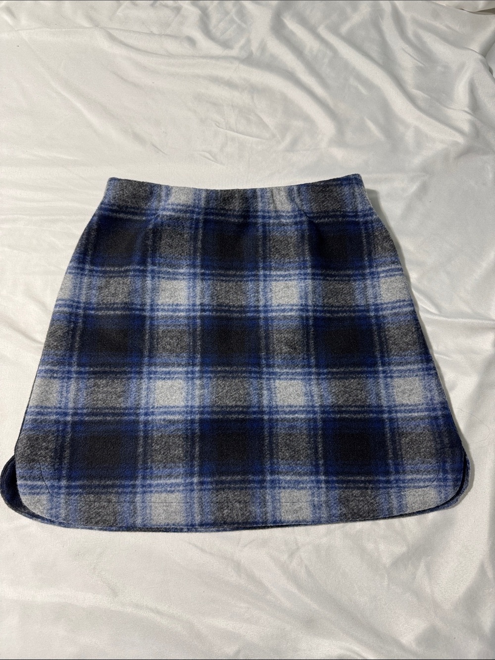 ICHI IHWOOLY CHECK Mini Skirt Blue/Grey Plaid EU36/US4 Dark Academia Preppy NWT